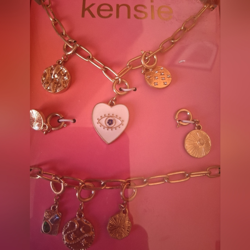 NIB Ladies Jewelry Necklace, Bracelet Interchangable Clasp Type Charms, Goldtone - Picture 5 of 6